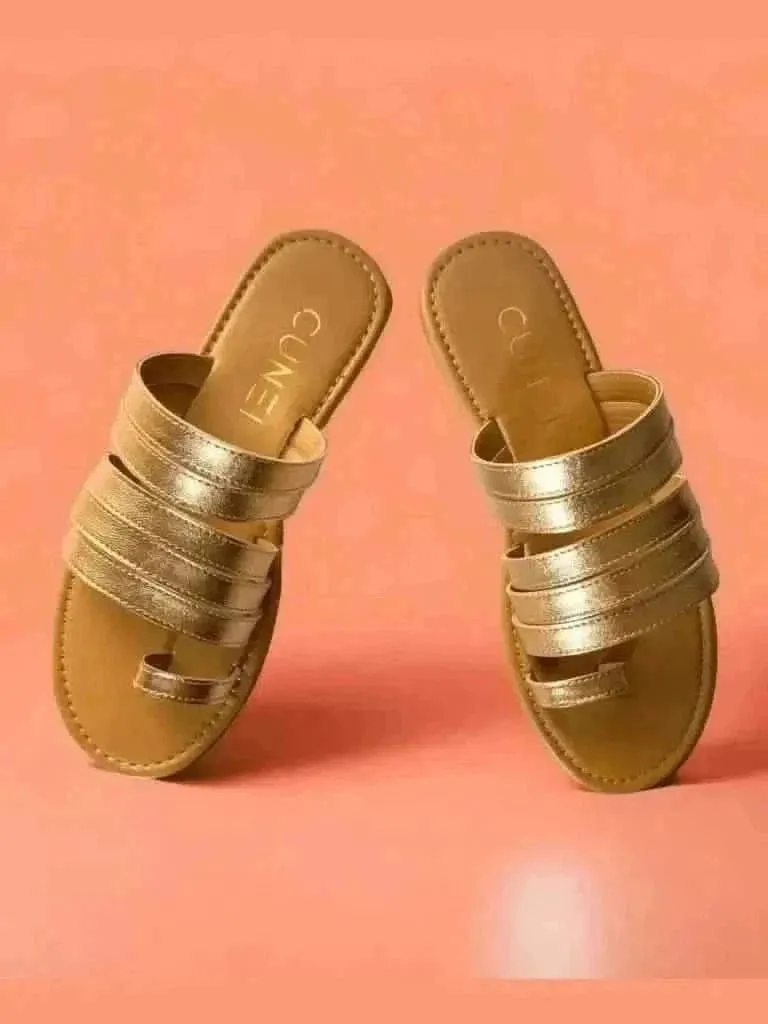 Rose Gold Gladiator Slip Ons