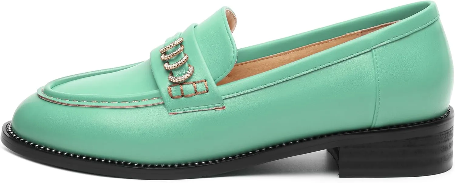 ROSERWISH Loafers for Women Comfort Chunky Low Heel Shoes Casual Slip On Penny Loafers Bussiness Fashion Work Shoes Ladies Dress Shoes
