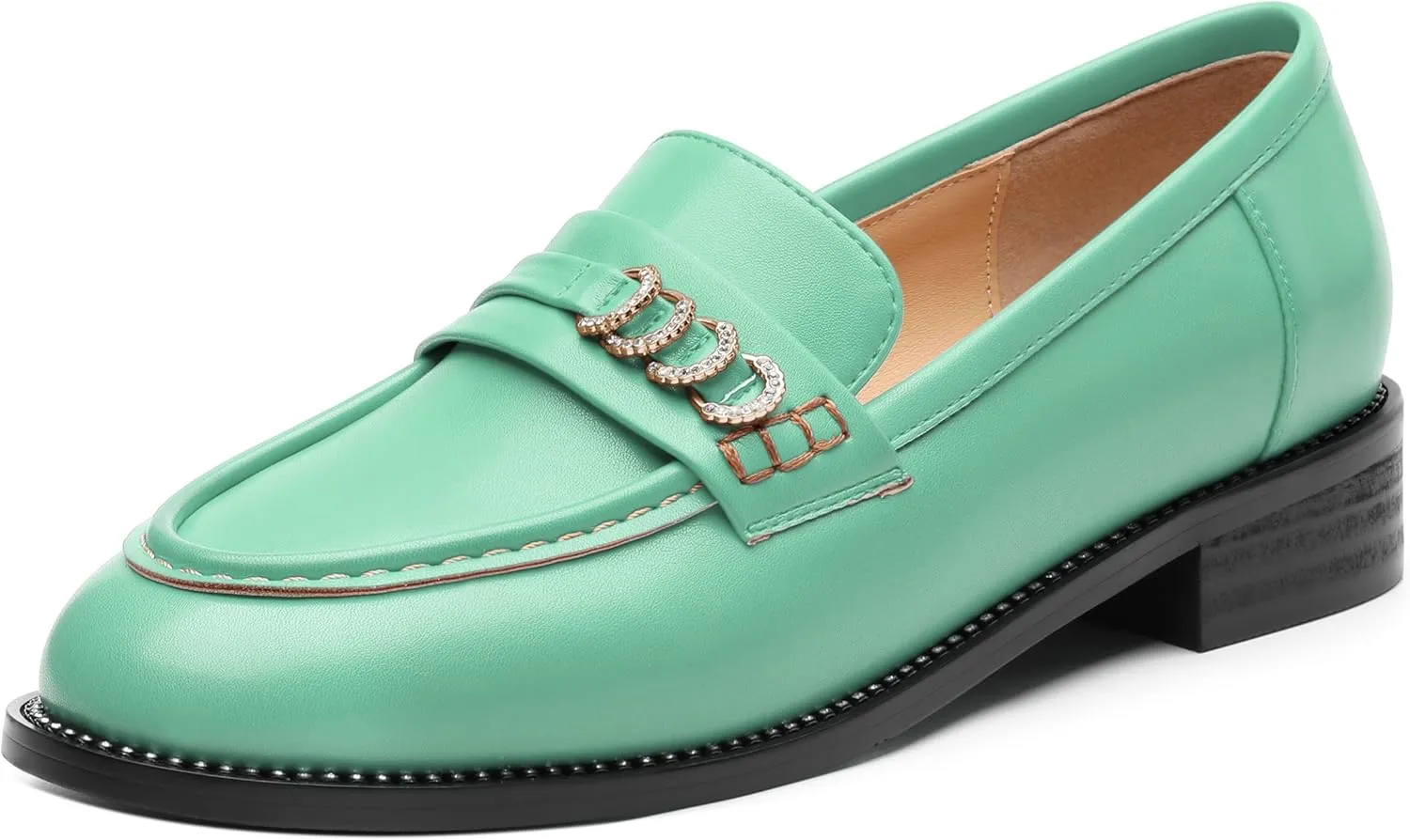 ROSERWISH Loafers for Women Comfort Chunky Low Heel Shoes Casual Slip On Penny Loafers Bussiness Fashion Work Shoes Ladies Dress Shoes