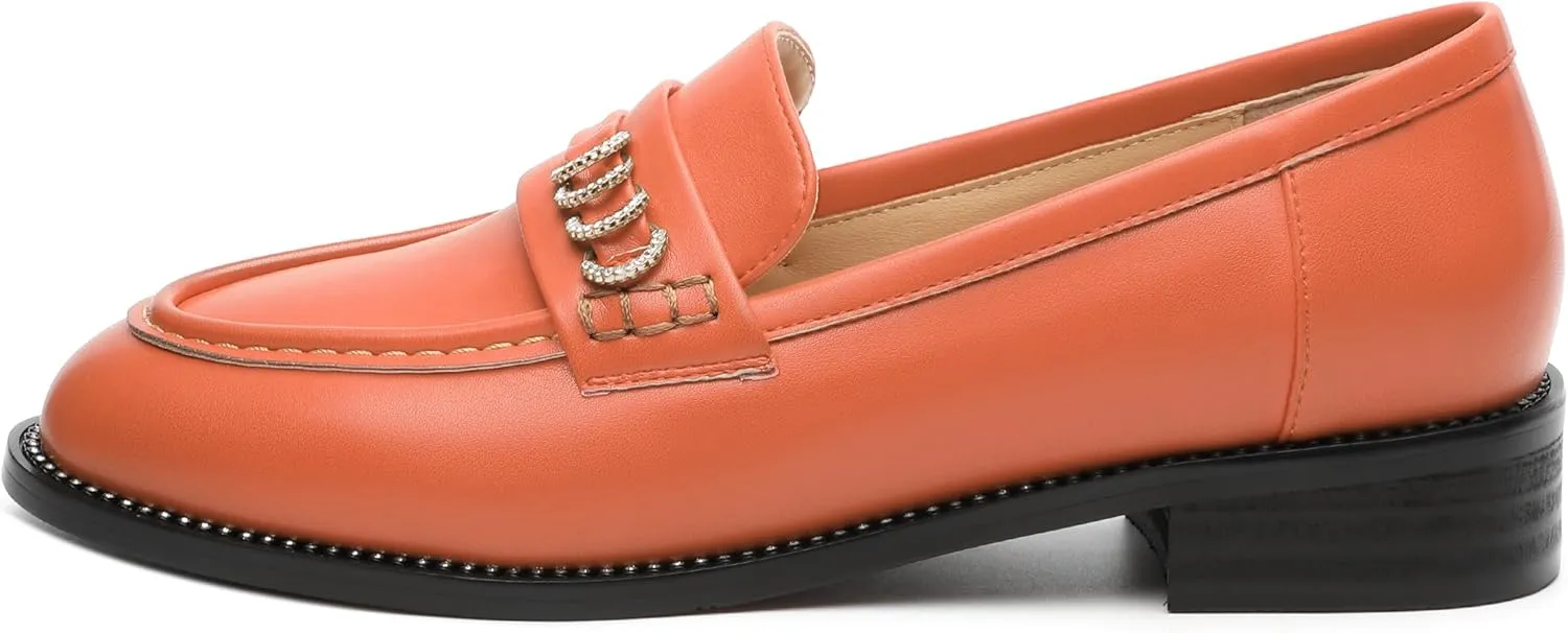 ROSERWISH Loafers for Women Comfort Chunky Low Heel Shoes Casual Slip On Penny Loafers Bussiness Fashion Work Shoes Ladies Dress Shoes