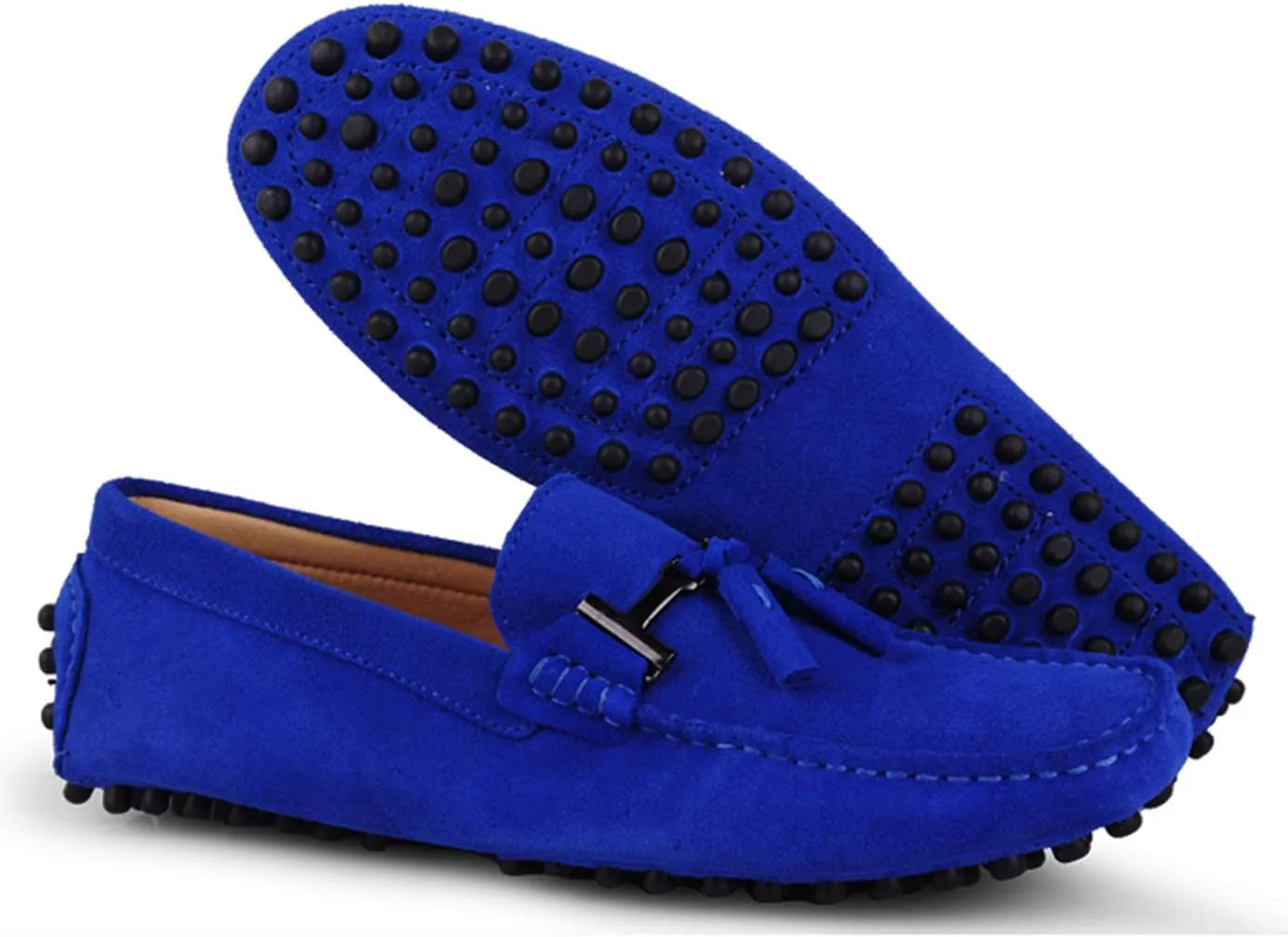 Santimon Mens-Moccasins Penny-Loafers Slip-On Casual Dress-Shoe Suede Tassels Boat Driving-Shoes