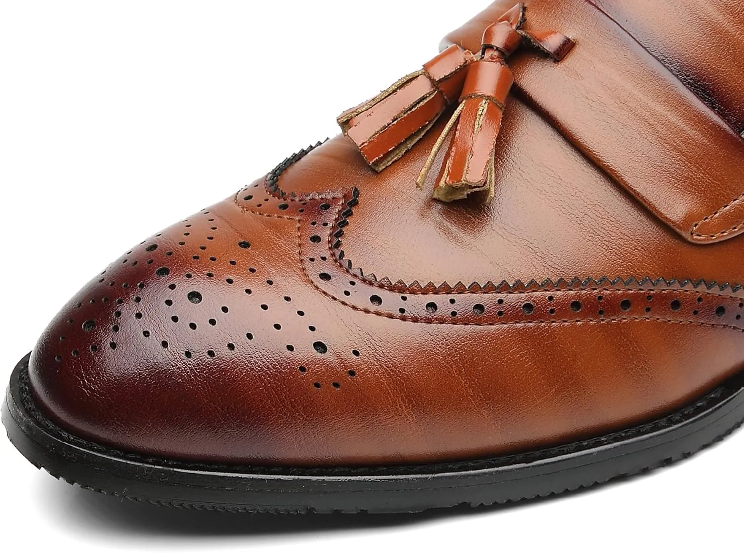Santimon Men's Smoking Slipper Tassel Loafers Brogue PU Leather Driving Boat Moccasins Casual Shoes