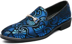 Santimon Men's Vintage Flower Dress Loafers Slip On Shoes Classic Horsebit Tuxedo Dress Wedding Shoes
