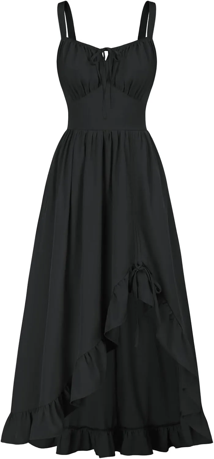 Scarlet Darkness Renaissance Dress Women Summer Sleeveless Corset Sundress with Pockets