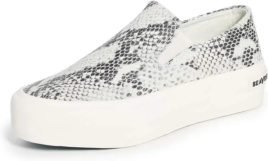 SEAVEES Women's Baja Platform Mulholland Sneakers, Ecru Snake, Grey, Print, 6 Medium US