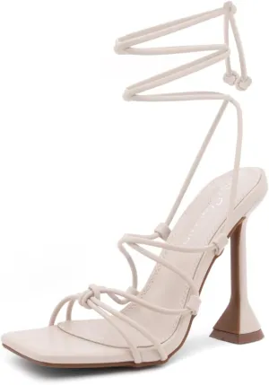 Shoe Land SL-Melody Women's Lace-Up Heels, Dressy Strappy High Heel Sandals, Square Open Toe with Tie-Up Ankle Wrap – Stiletto Heels for Prom, Party, and Wedding
