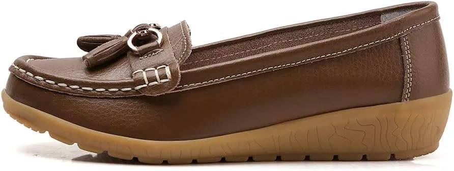 Shoes Loafers for Women Classic Leather Loafers Casual Slip-On Boat Shoes ComfortWalking Moccasins Soft Sole Shoes