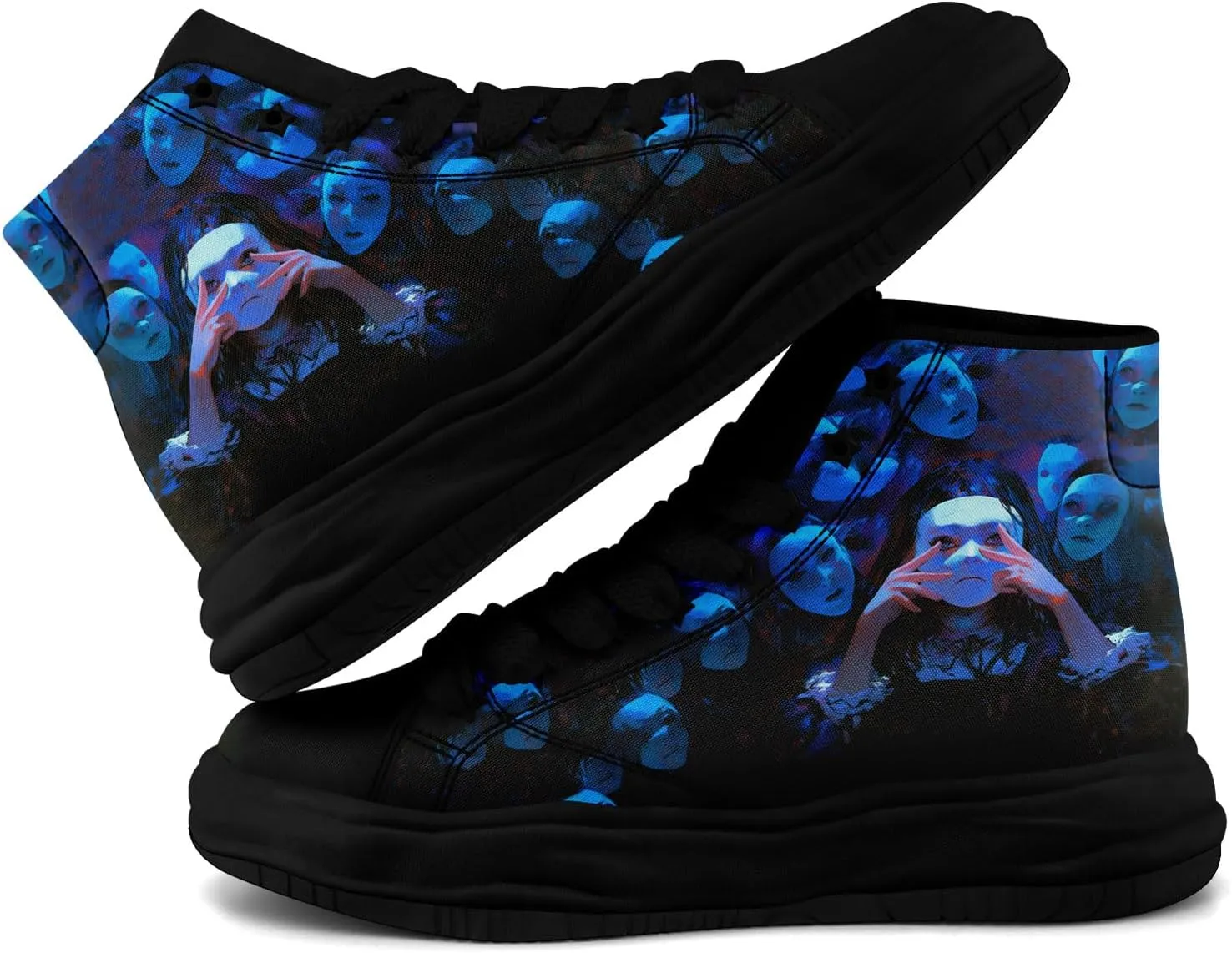 Skull High-Top Canvas Sneakers for Men Women Casual Comfortable Skateboarding Shoes, Gothic Design,Non-Slip Tennis Sneaker