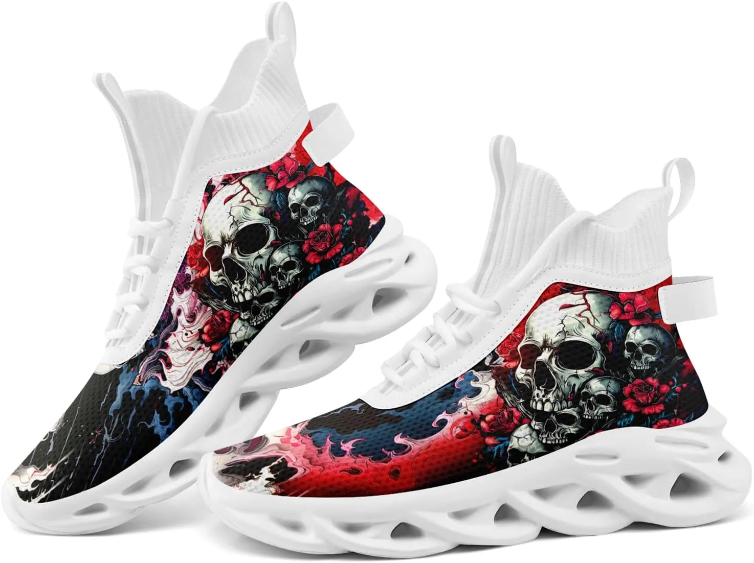 Skull Running Shoes for Men Women Fashion Sneakers Lightweight Breathable Athletic Trainer Walking Tennis Shoes