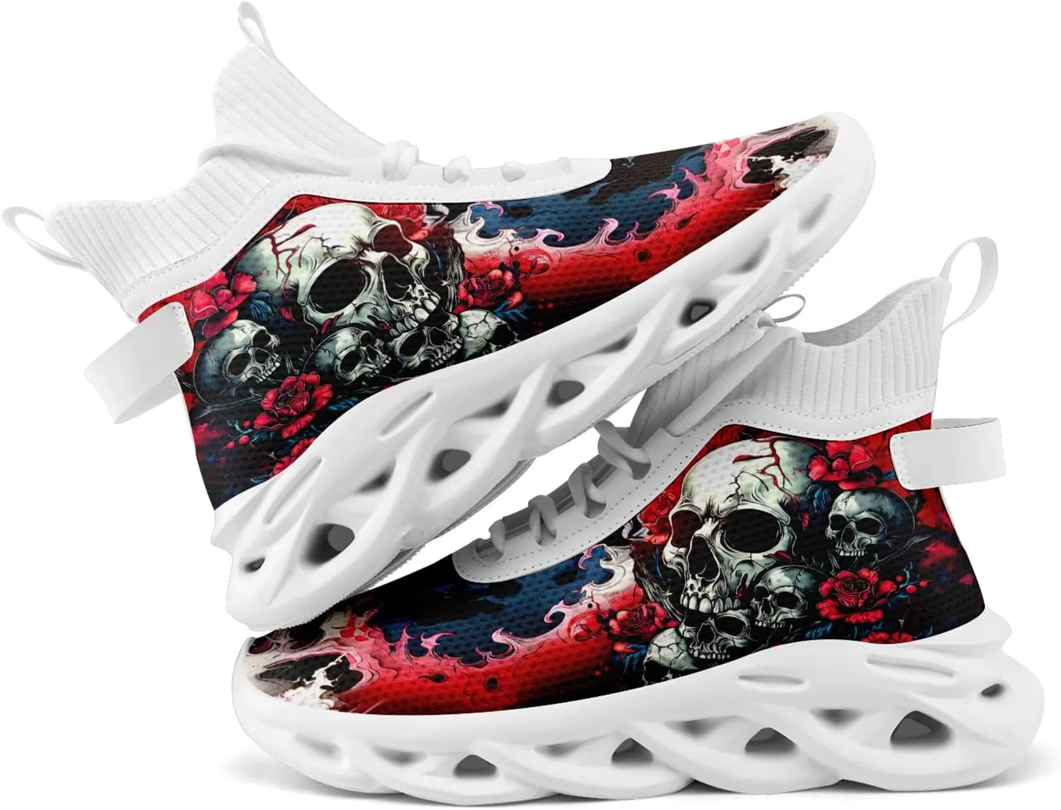 Skull Running Shoes for Men Women Fashion Sneakers Lightweight Breathable Athletic Trainer Walking Tennis Shoes