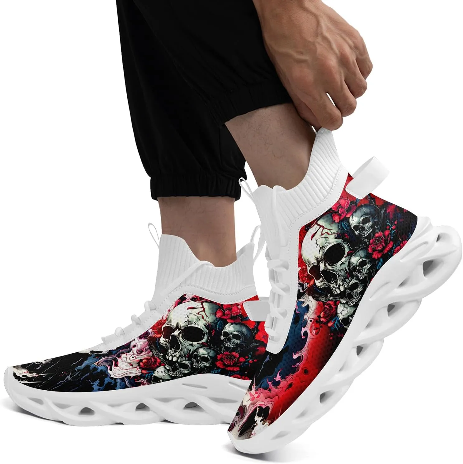 Skull Running Shoes for Men Women Fashion Sneakers Lightweight Breathable Athletic Trainer Walking Tennis Shoes