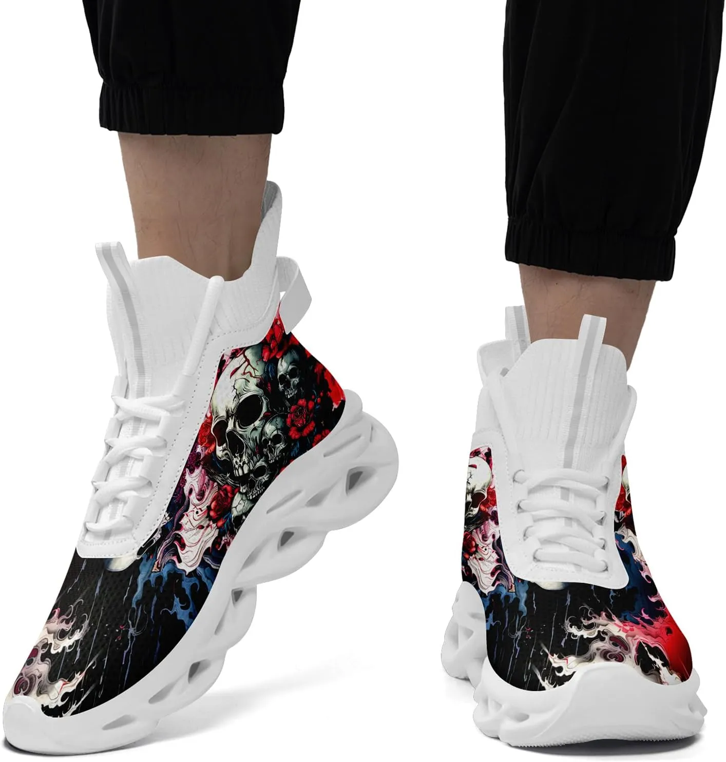 Skull Running Shoes for Men Women Fashion Sneakers Lightweight Breathable Athletic Trainer Walking Tennis Shoes