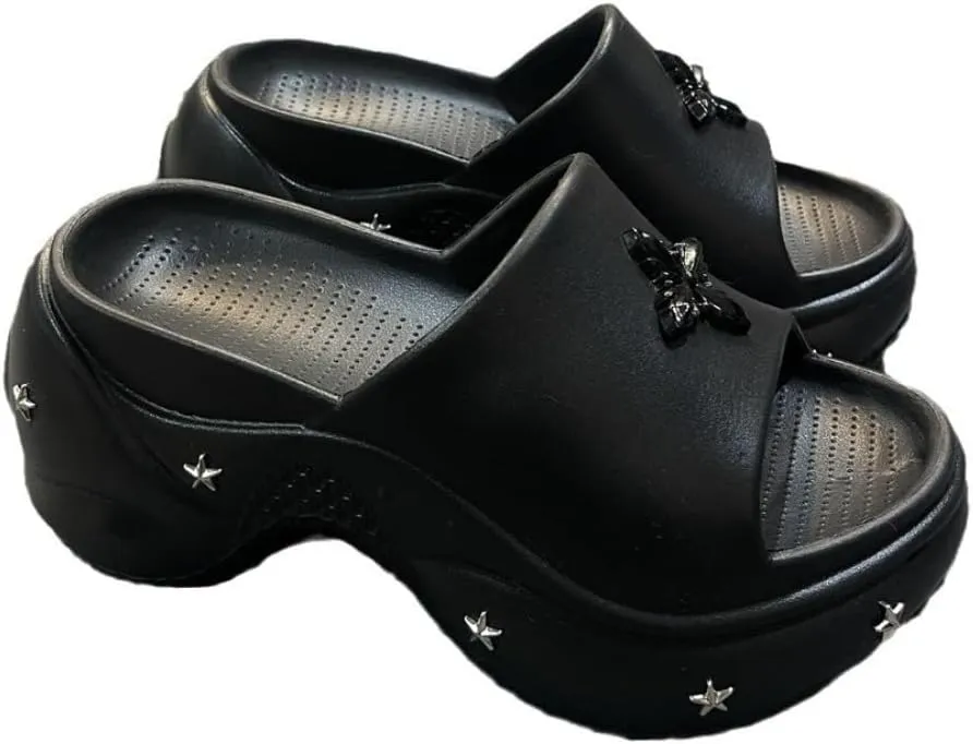 Slippers For Women Thick Sole Punk Star Design High Bottom Casual Shoes for Streetwear Party Outdoor Wear