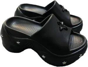Slippers For Women Thick Sole Punk Star Design High Bottom Casual Shoes for Streetwear Party Outdoor Wear