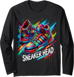 Sneaker Head Urban Streetwear Retro Kicks Enthusiast Long Sleeve T-Shirt