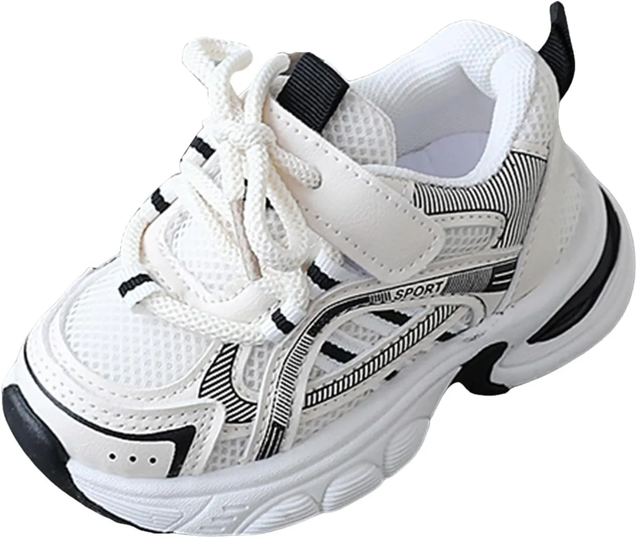 Sneakers for Girls Fashion Kids Chunky Causal Sneakers Lace Up Breathable Net Thick Sole Sports Shoes Clunky School Shoes