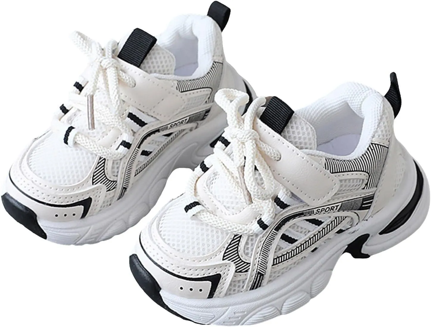 Sneakers for Girls Fashion Kids Chunky Causal Sneakers Lace Up Breathable Net Thick Sole Sports Shoes Clunky School Shoes
