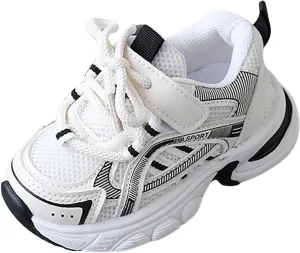 Sneakers for Girls Fashion Kids Chunky Causal Sneakers Lace Up Breathable Net Thick Sole Sports Shoes Clunky School Shoes