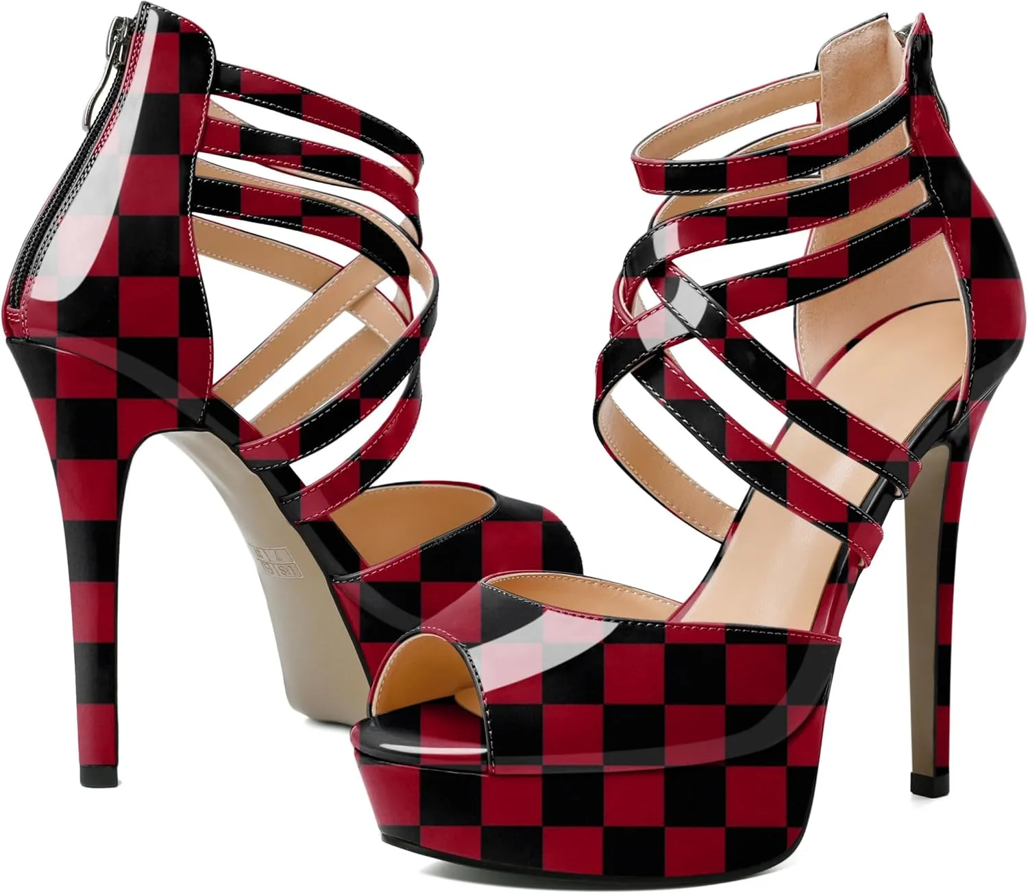 Soireelady Womens Platform Heels Ankle Strap High Heel Sandals Peep Toe Strappy Stiletto Heels Sexy Stripper Heeled Sandals 6 Inches