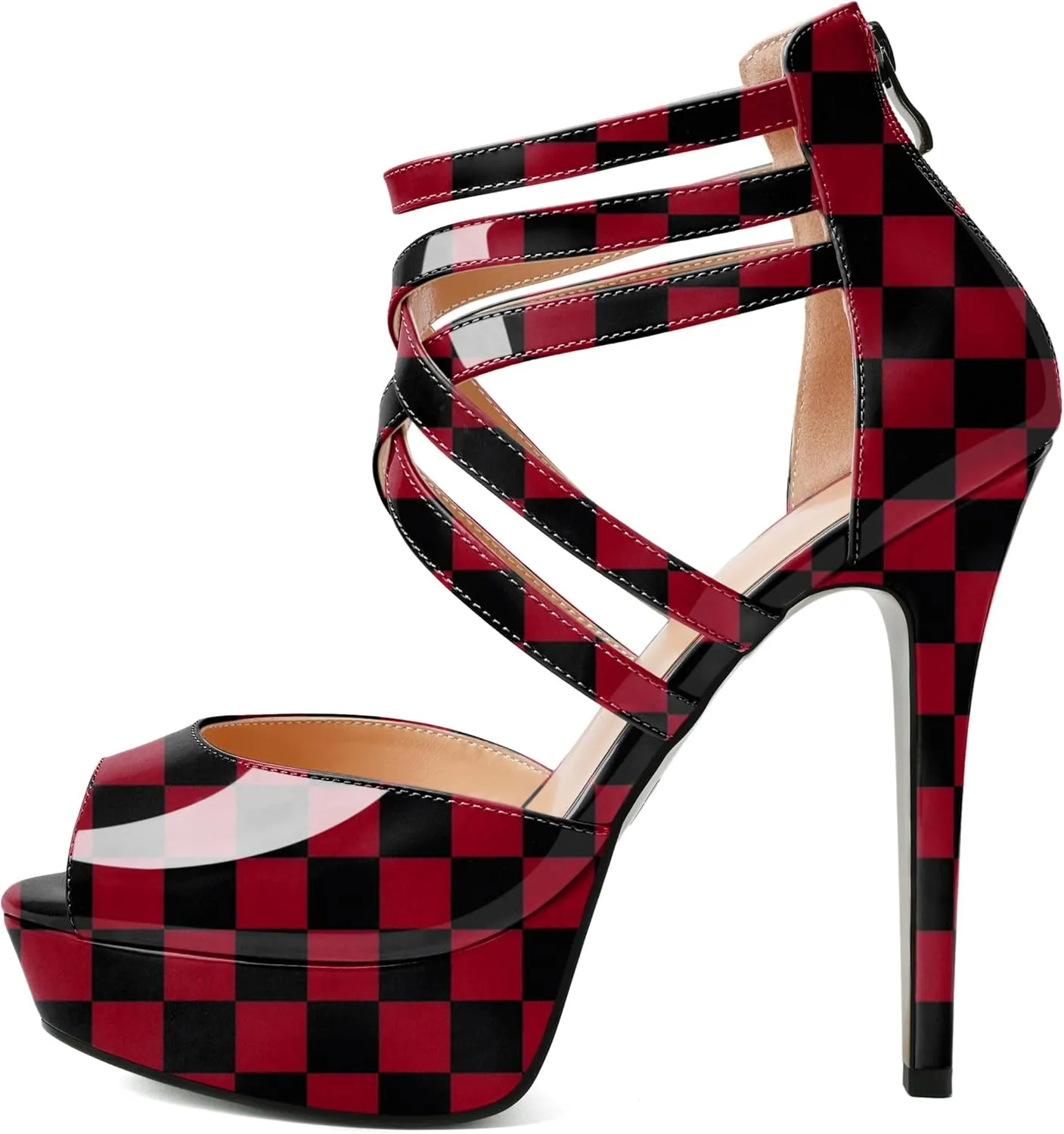 Soireelady Womens Platform Heels Ankle Strap High Heel Sandals Peep Toe Strappy Stiletto Heels Sexy Stripper Heeled Sandals 6 Inches