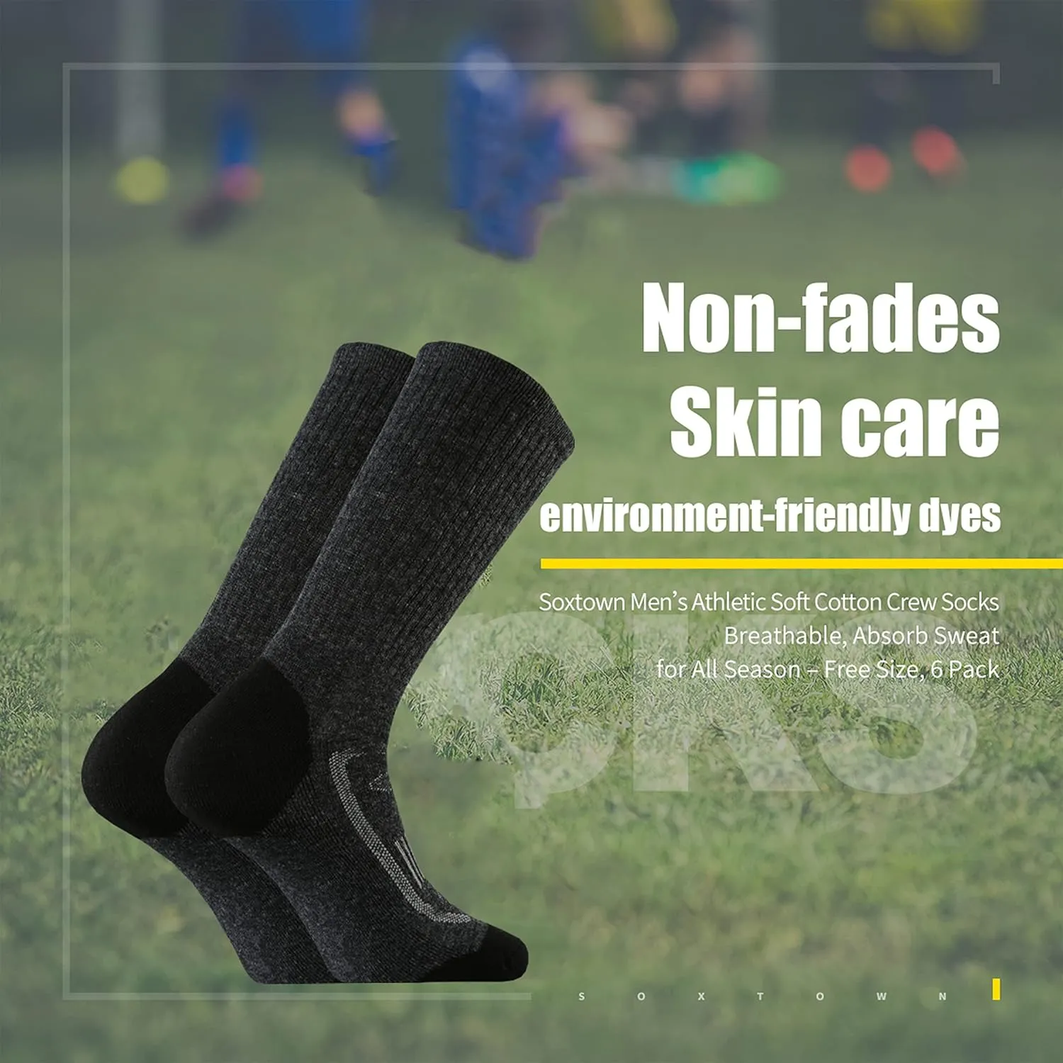 SOX TOWN Men's Merino Wool Cushion Crew Socks for Outdoor Hiking Hike Trail Performance Moisture Wicking Lightweight Summer