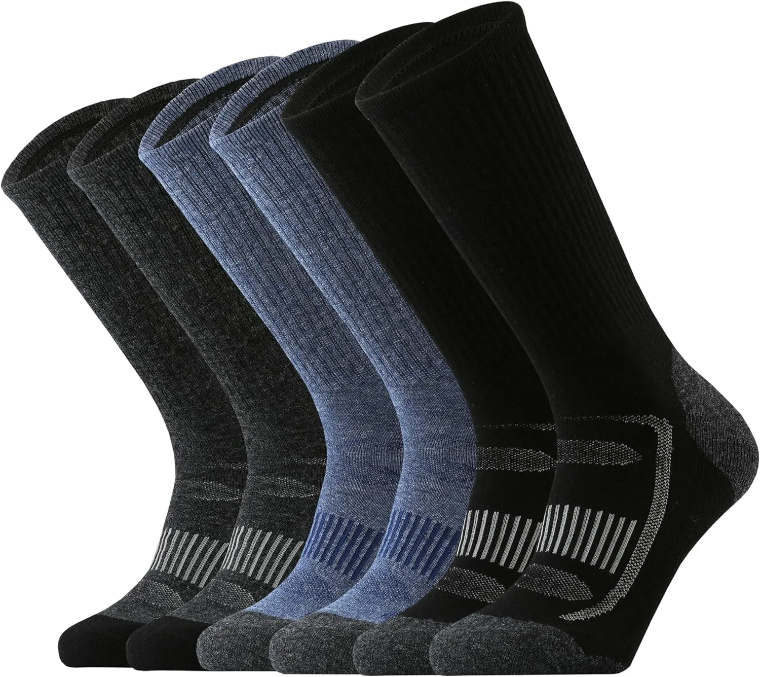 SOX TOWN Men's Merino Wool Cushion Crew Socks for Outdoor Hiking Hike Trail Performance Moisture Wicking Lightweight Summer