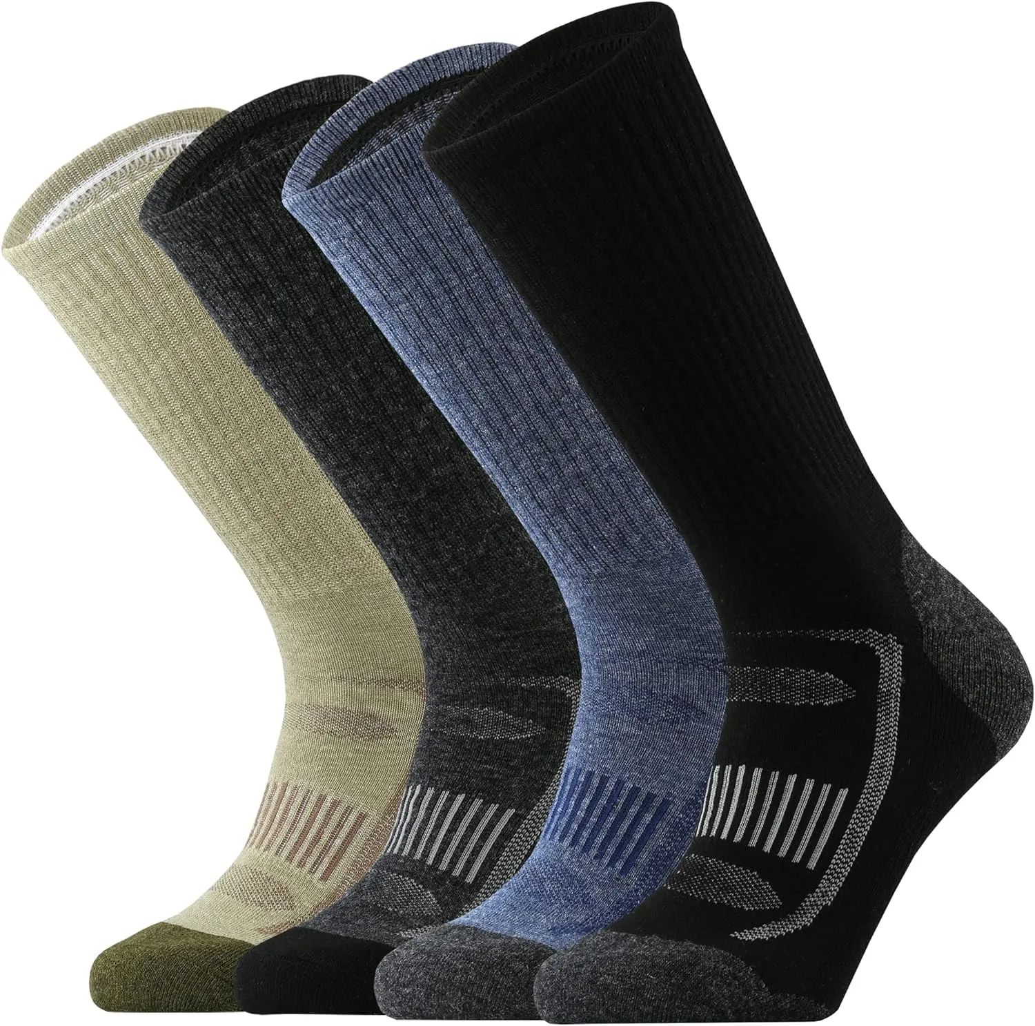 SOX TOWN Men's Merino Wool Cushion Crew Socks for Outdoor Hiking Hike Trail Performance Moisture Wicking Lightweight Summer