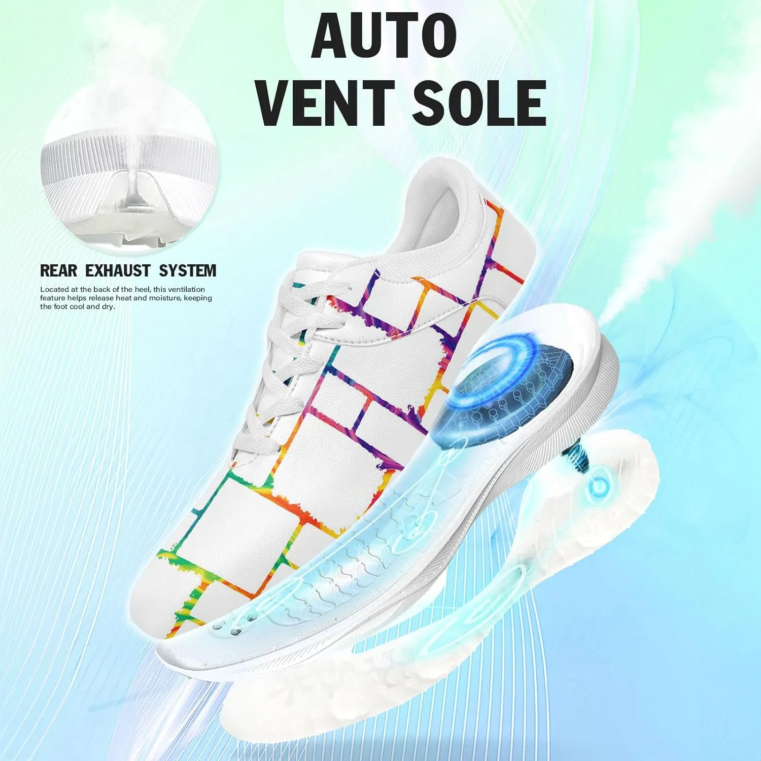 Spikeless Golf Shoes for Men & Women, Breathable Golf Sneakers Colorful Abstract Art Sports Walking Shoes Fashion Footwear