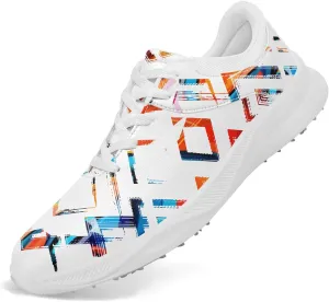 Spikeless Golf Shoes for Men & Women, Breathable Golf Sneakers Colorful Abstract Art Sports Walking Shoes Fashion Footwear