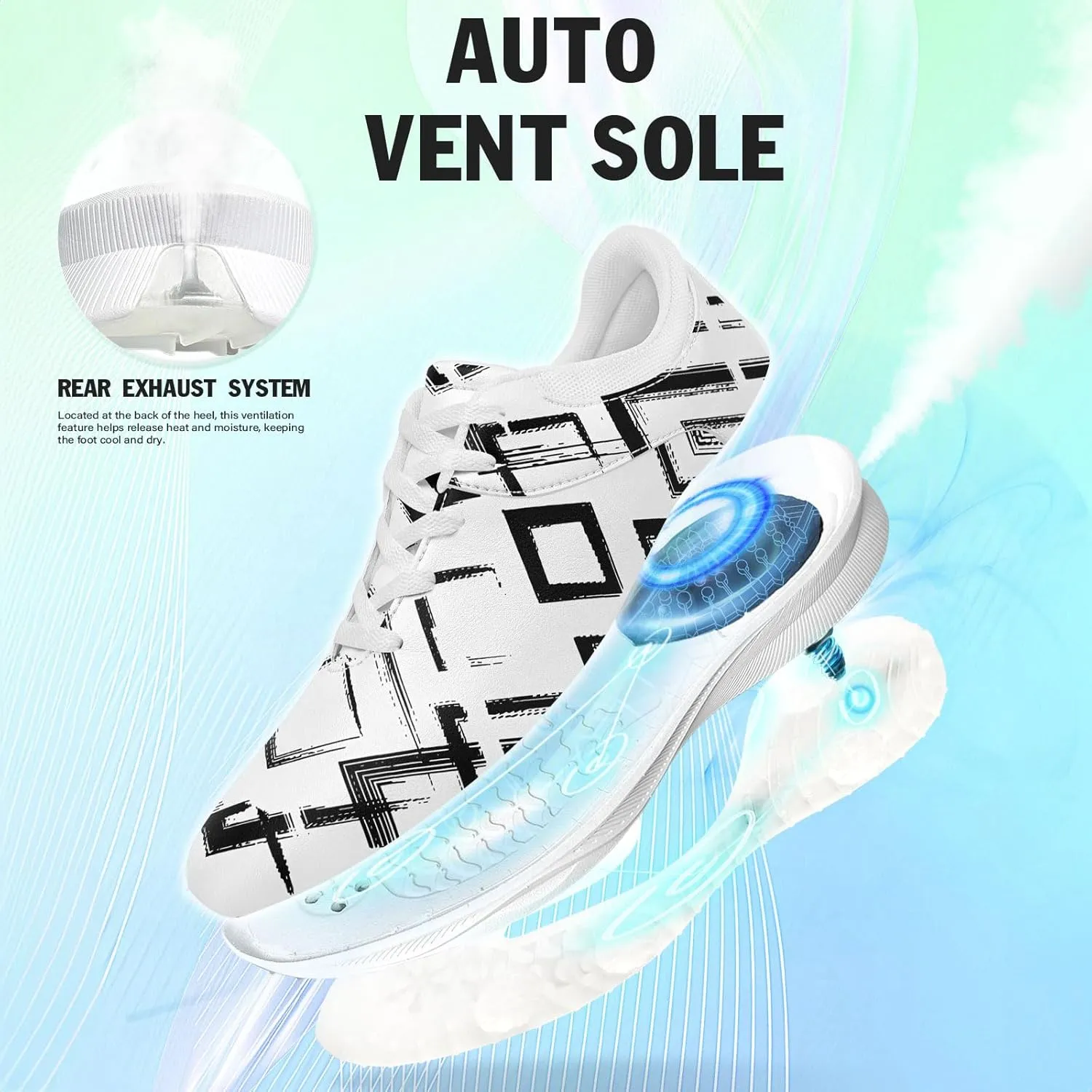 Spikeless Golf Shoes for Men & Women, Breathable Golf Sneakers Colorful Abstract Art Sports Walking Shoes Fashion Footwear
