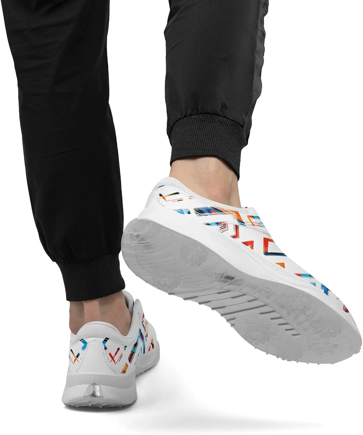 Spikeless Golf Shoes for Men & Women, Breathable Golf Sneakers Colorful Abstract Art Sports Walking Shoes Fashion Footwear
