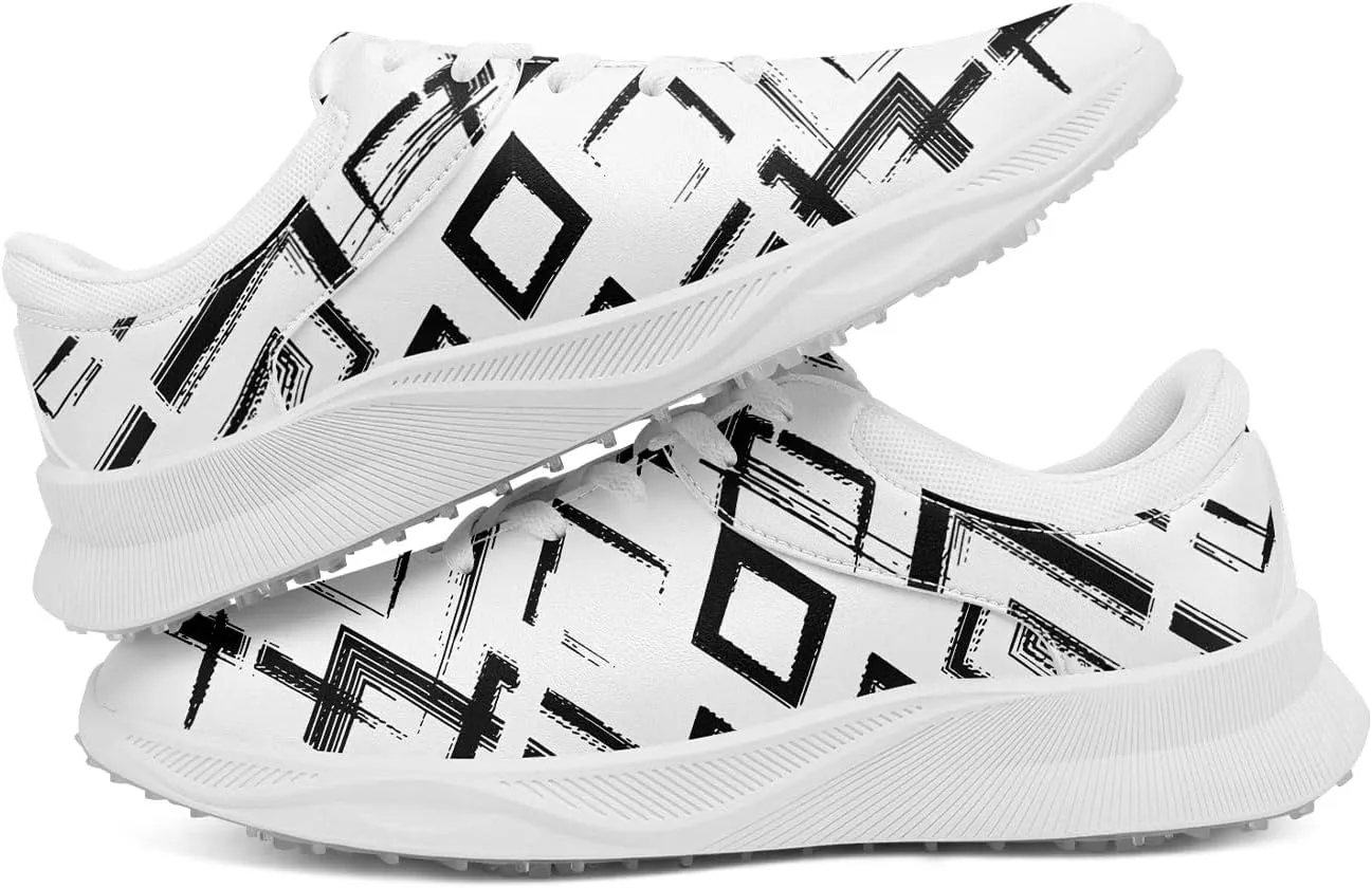 Spikeless Golf Shoes for Men & Women, Breathable Golf Sneakers Colorful Abstract Art Sports Walking Shoes Fashion Footwear