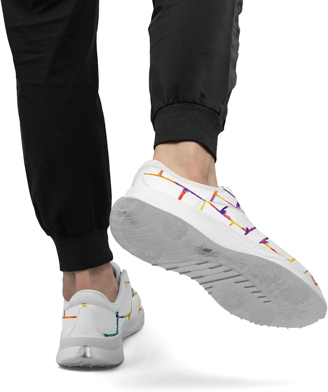 Spikeless Golf Shoes for Men & Women, Breathable Golf Sneakers Colorful Abstract Art Sports Walking Shoes Fashion Footwear