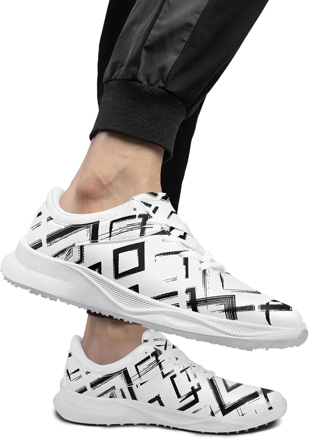 Spikeless Golf Shoes for Men & Women, Breathable Golf Sneakers Colorful Abstract Art Sports Walking Shoes Fashion Footwear