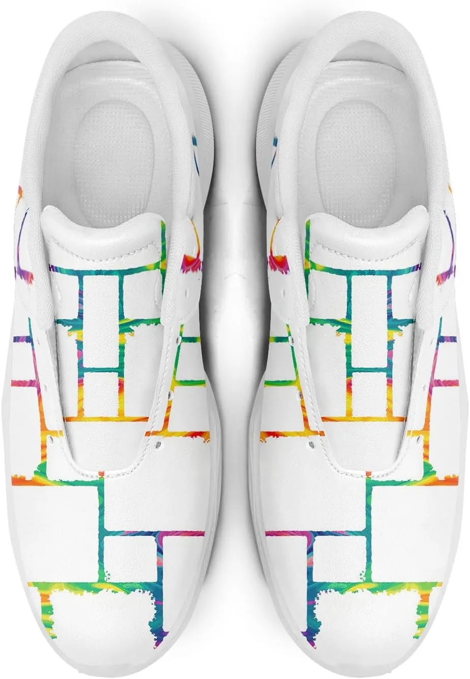 Spikeless Golf Shoes for Men & Women, Breathable Golf Sneakers Colorful Abstract Art Sports Walking Shoes Fashion Footwear