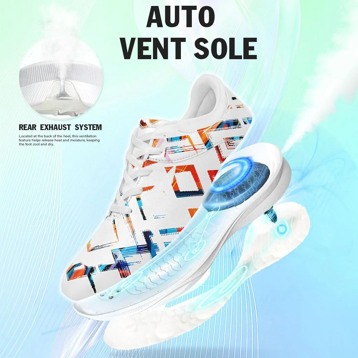 Spikeless Golf Shoes for Men & Women, Breathable Golf Sneakers Colorful Abstract Art Sports Walking Shoes Fashion Footwear