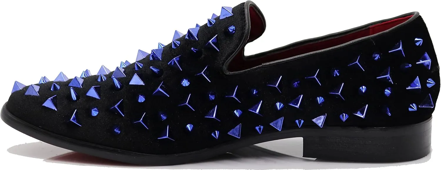 SPK09 Men's Vintage Spike Dress Loafers Slip On Fashion Shoes Classic Tuxedo Dress Shoes