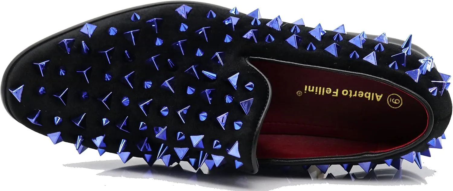 SPK09 Men's Vintage Spike Dress Loafers Slip On Fashion Shoes Classic Tuxedo Dress Shoes