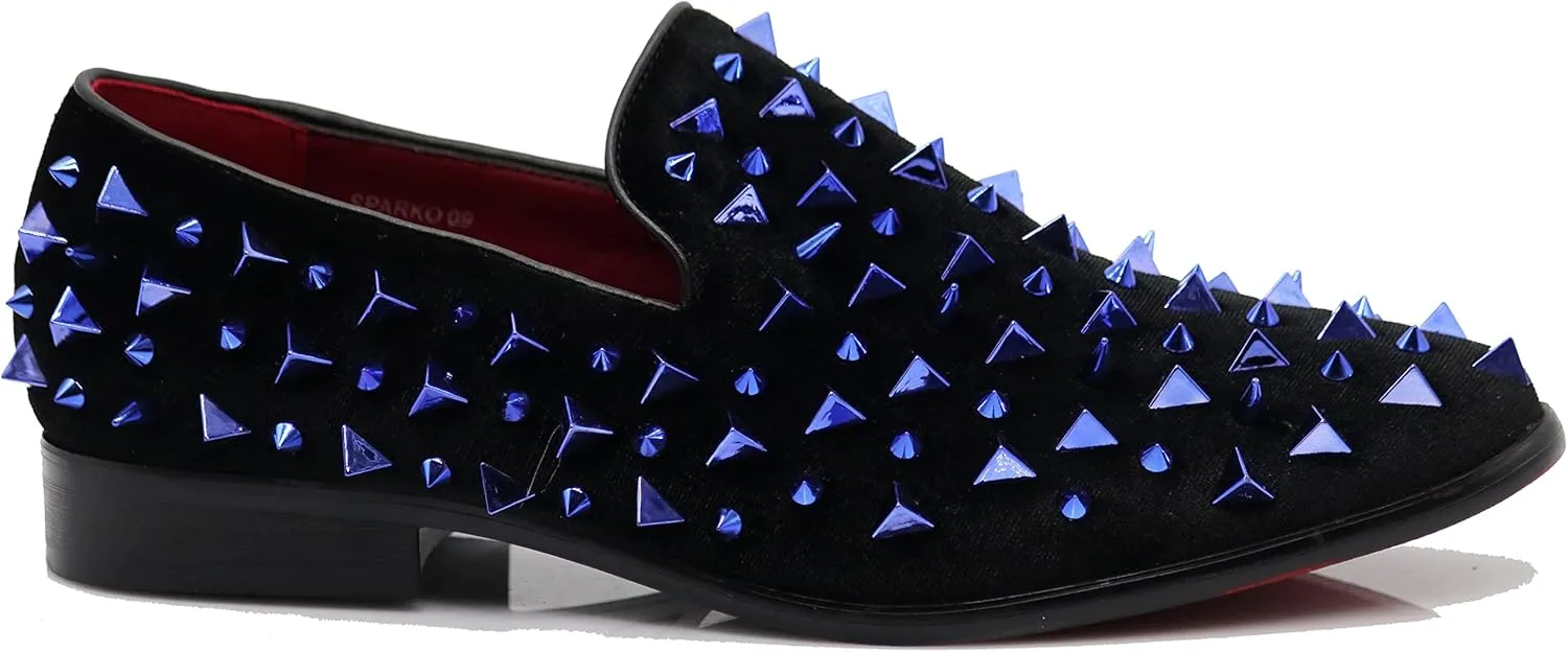 SPK09 Men's Vintage Spike Dress Loafers Slip On Fashion Shoes Classic Tuxedo Dress Shoes