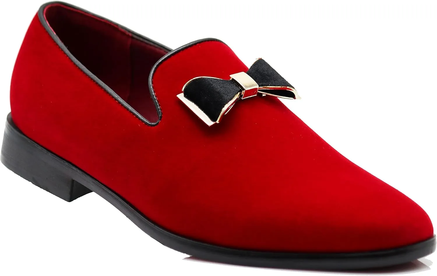SPK23 Men's Vintage Bow Tie Velvet Dress Loafers Slip On Fashion Shoes Classic Tuxedo Formal Shoes