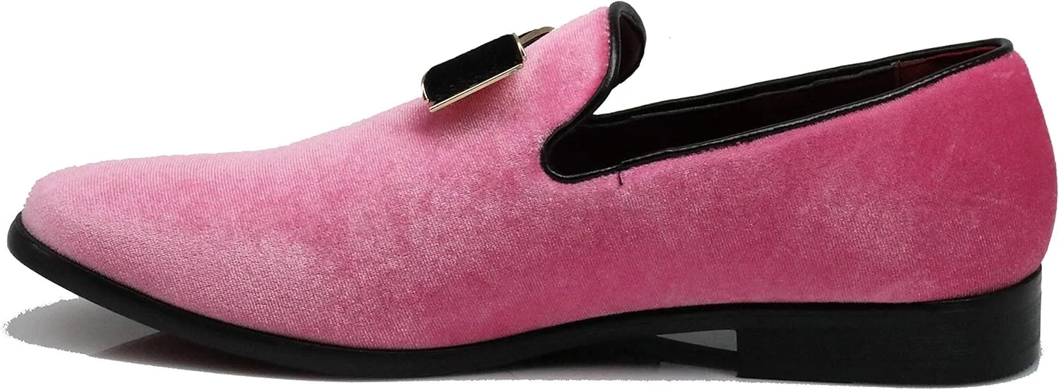 SPK23 Men's Vintage Bow Tie Velvet Dress Loafers Slip On Fashion Shoes Classic Tuxedo Formal Shoes