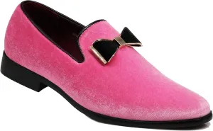 SPK23 Men's Vintage Bow Tie Velvet Dress Loafers Slip On Fashion Shoes Classic Tuxedo Formal Shoes