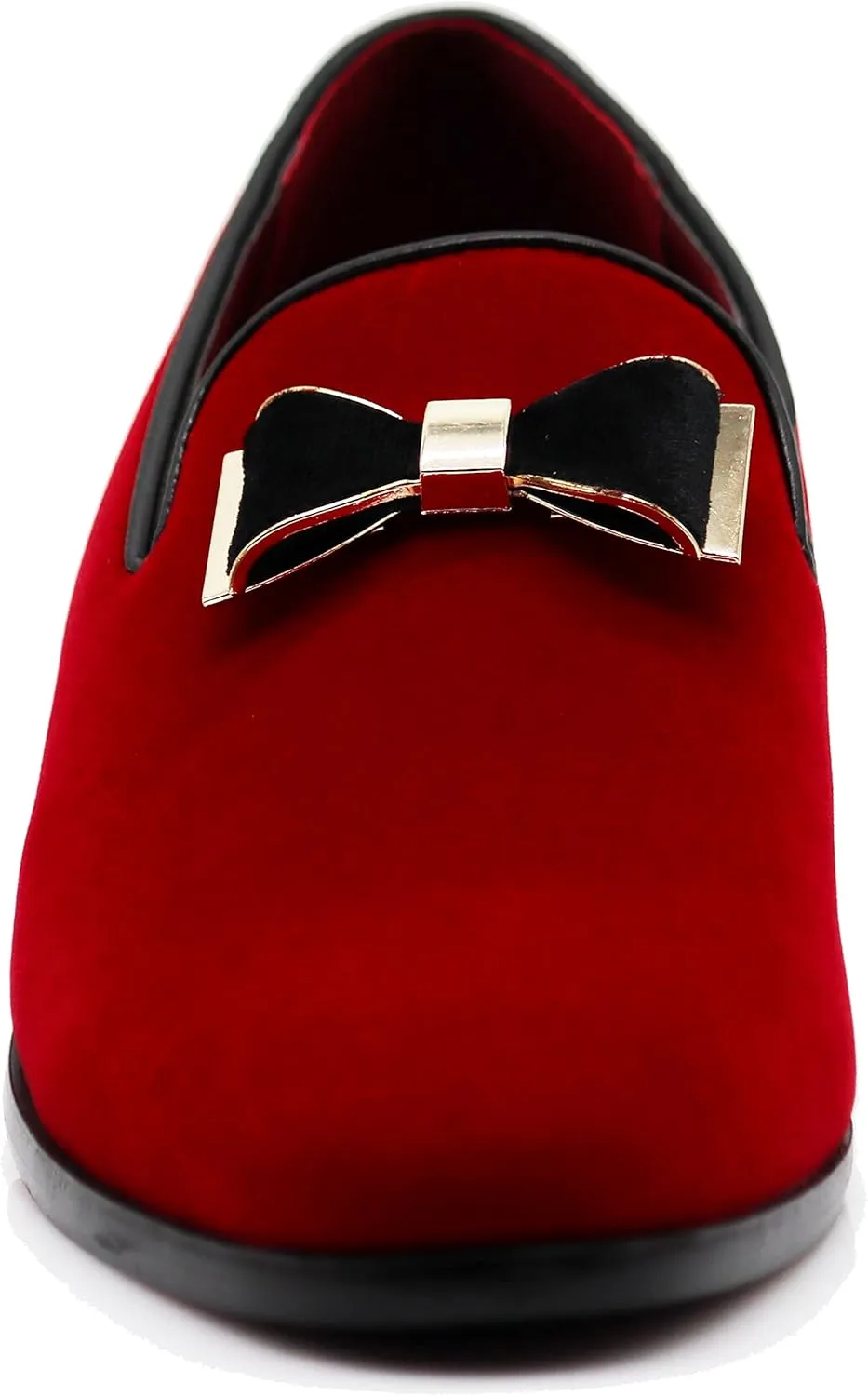 SPK23 Men's Vintage Bow Tie Velvet Dress Loafers Slip On Fashion Shoes Classic Tuxedo Formal Shoes