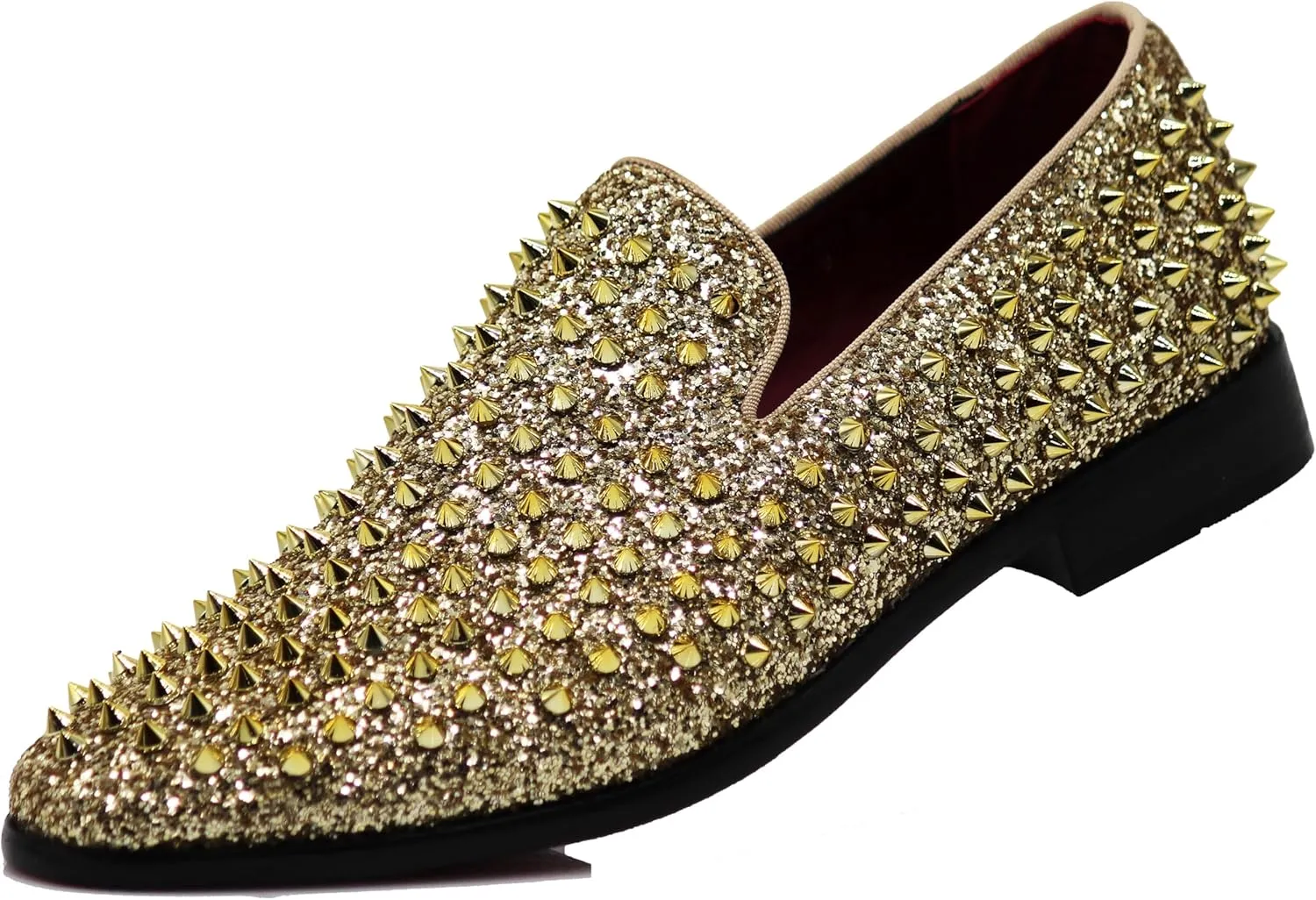 SPK70 Men's Vintage Spike Dress Loafers Slip On Fashion Shoes Classic Tuxedo Dress Shoes