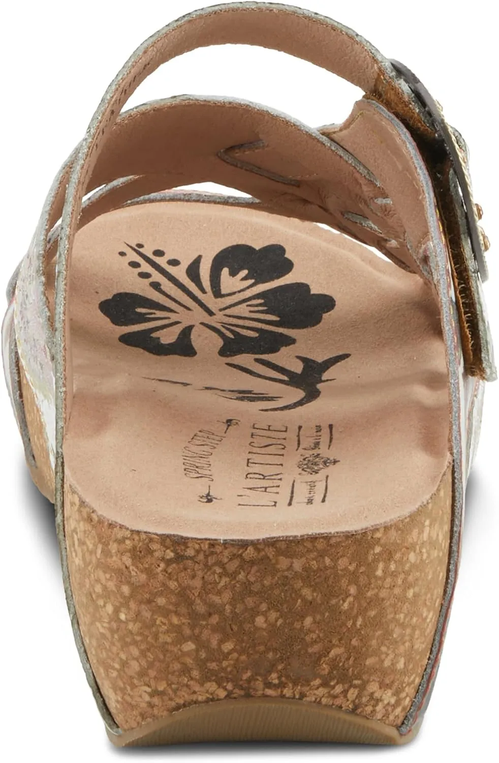 Spring Step L'Artiste Women's BRADY Hand-Painted Floral Cork Wedge Sandals