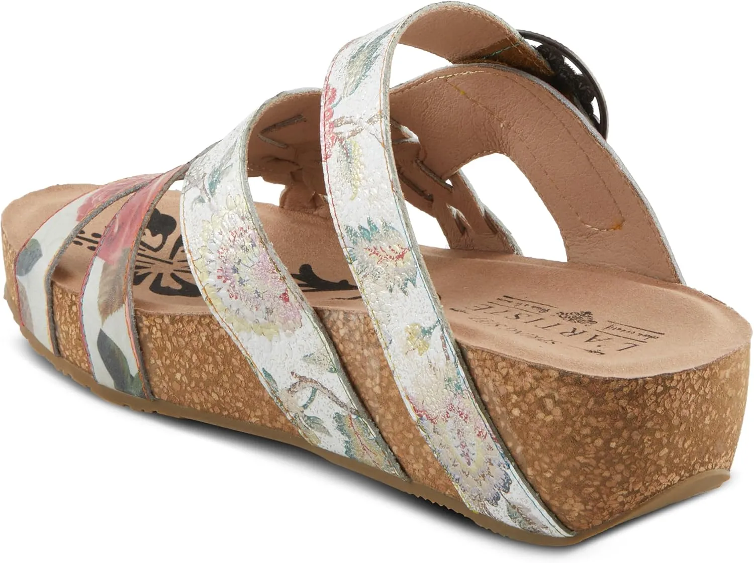 Spring Step L'Artiste Women's BRADY Hand-Painted Floral Cork Wedge Sandals