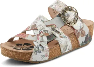 Spring Step L'Artiste Women's BRADY Hand-Painted Floral Cork Wedge Sandals