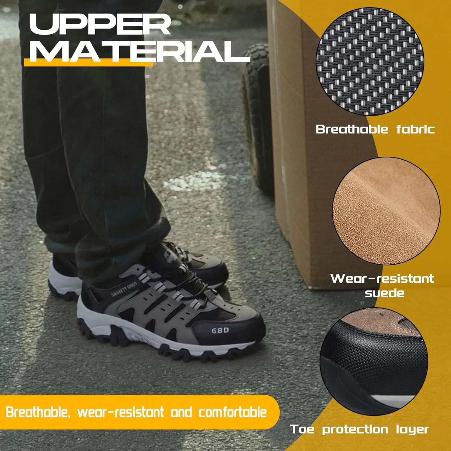 Steel Toe Shoes for Men Lightweight Puncture Proof Slip Resistant Composite Toe Safety Work Shoes for Industrial Construction