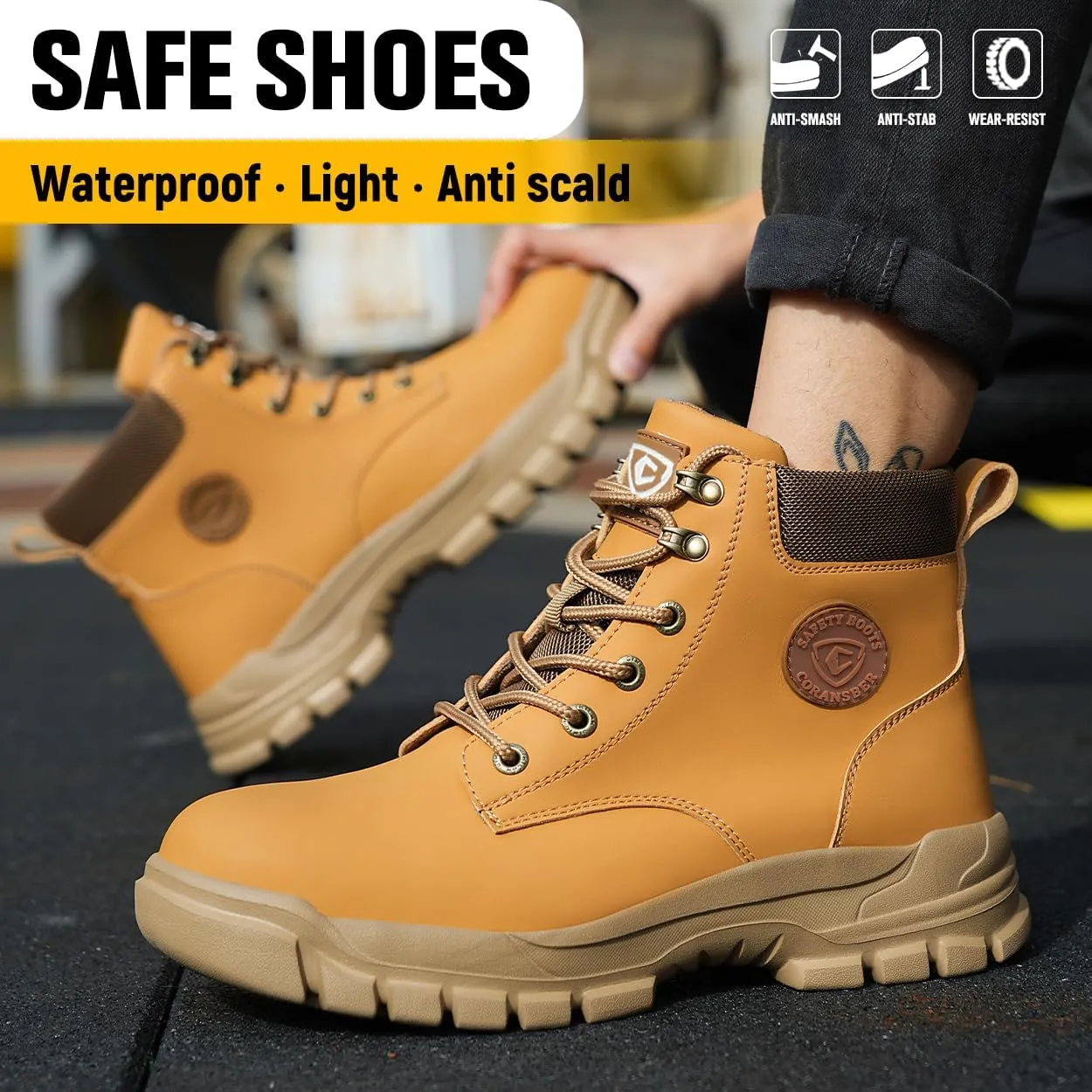 Steel Toe Shoes for Men Women Comfortable Fashion Safety Boots Lightweight Industrial & Construction Work Shoes