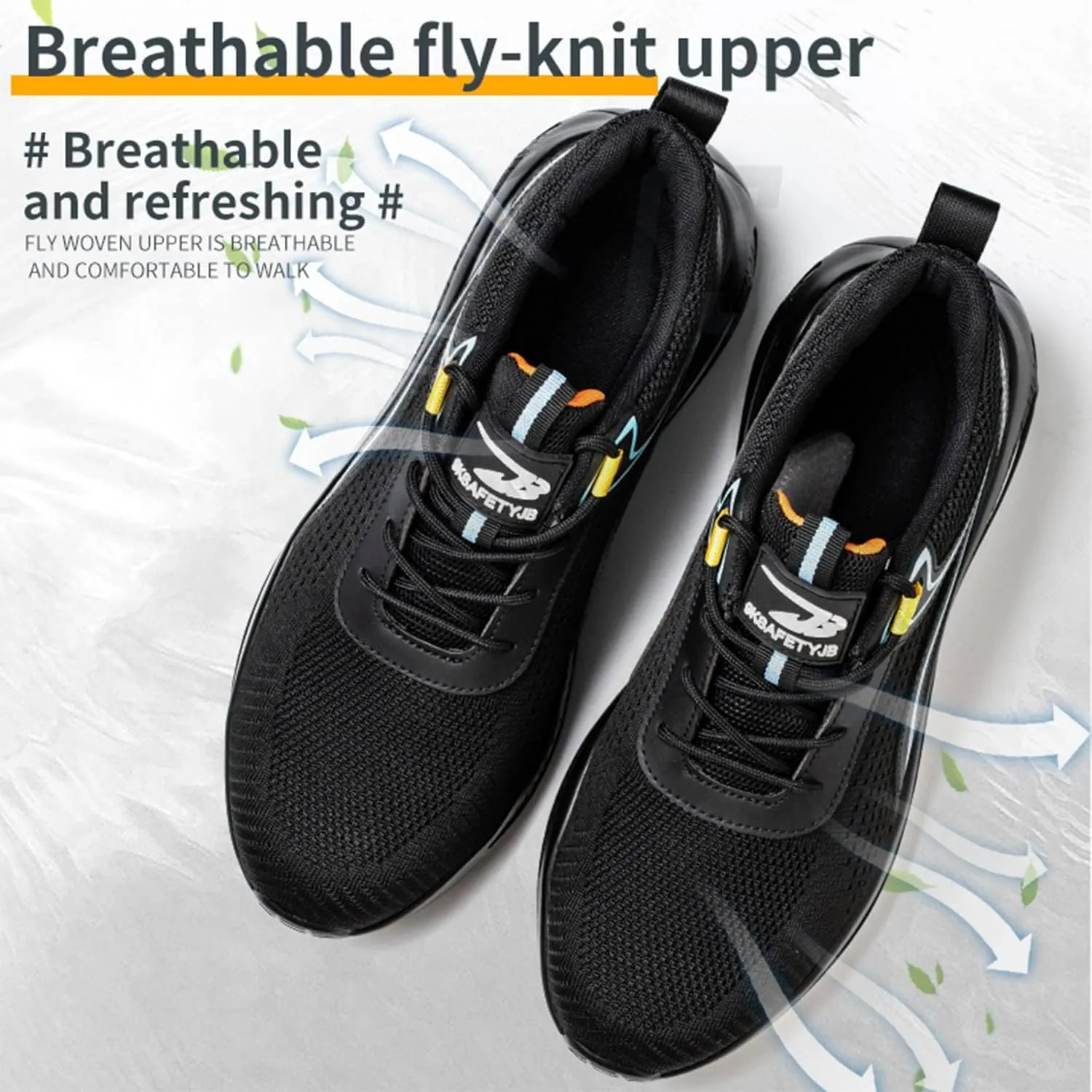 Steel Toe Shoes for Men Work Shoes Lightweight Safety Sneakers Air Cushion Construction Work Shoes for Men Composite Toe Safety Shoes Comfortable Puncture Proof Slip On Work Shoes